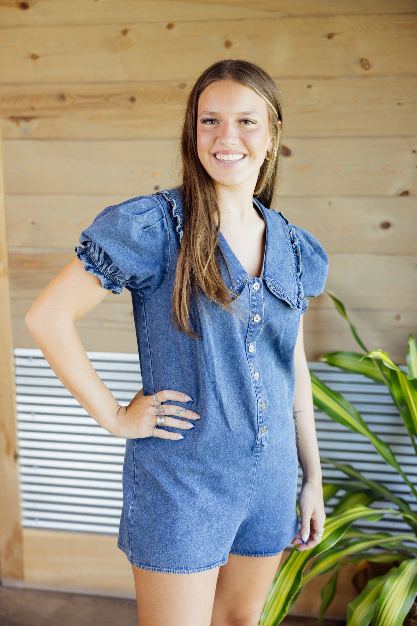 Sally Denim Romper